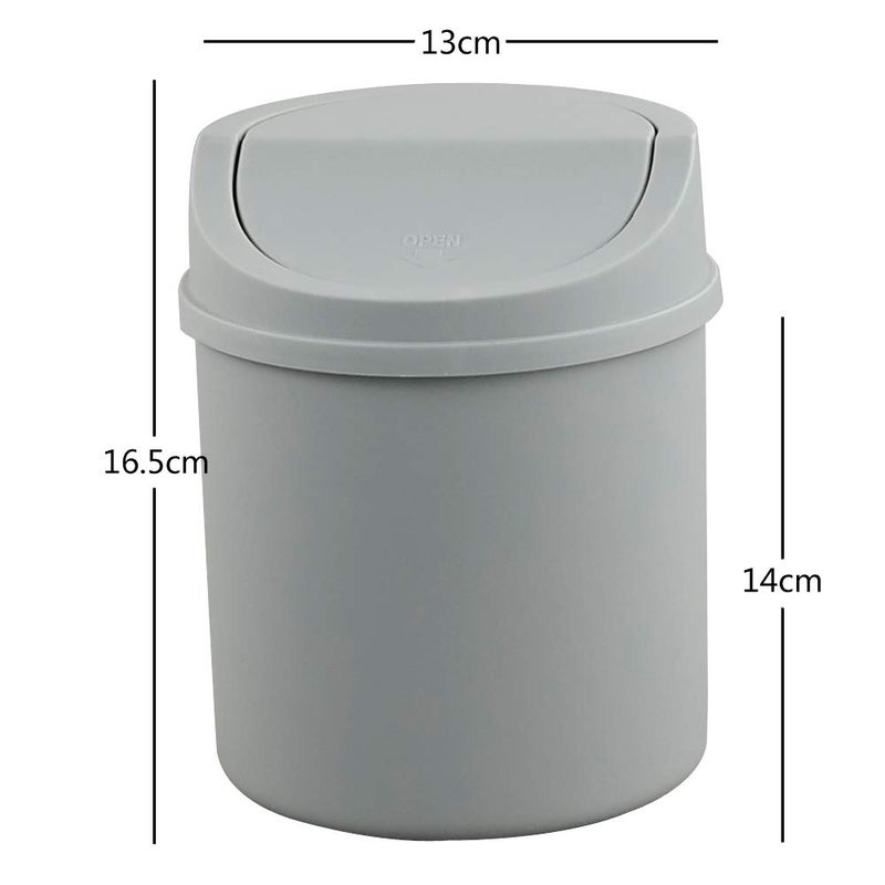 CadineUS 2 Liter Mini Desktop Trash Can with Swing Lid Tiny Garbage Can Trash Bin (Grey) - Image 2